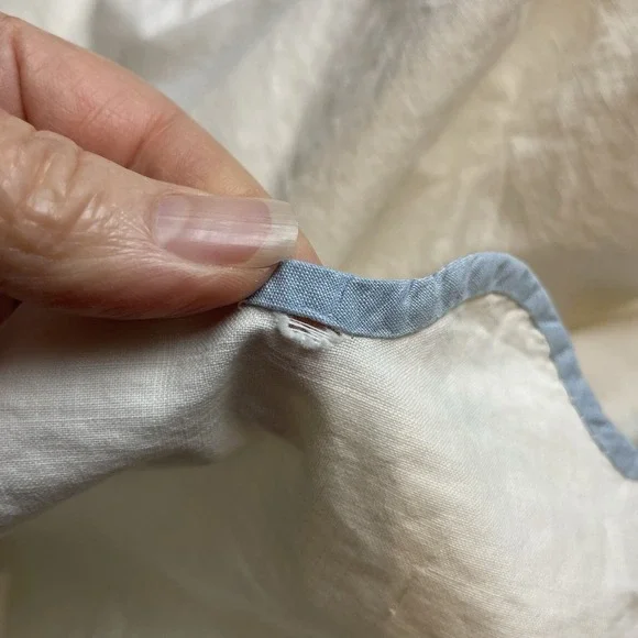 Vtg MCM Bird Applique Coverlet Sheet Full Double White Blue Cotton Scallop Hem - Picture 13 of 16